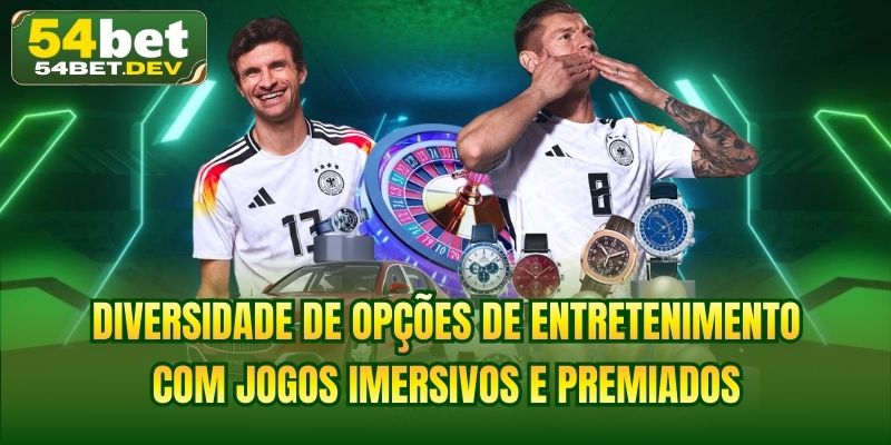 Diversidade de opções de entretenimento com jogos imersivos e premiados